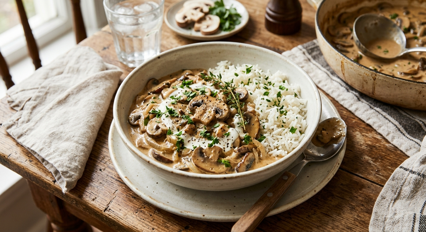 Image for Estrogonofe de Cogumelo Cremoso: A Versão Vegetariana Fácil e Deliciosa para o Dia a Dia