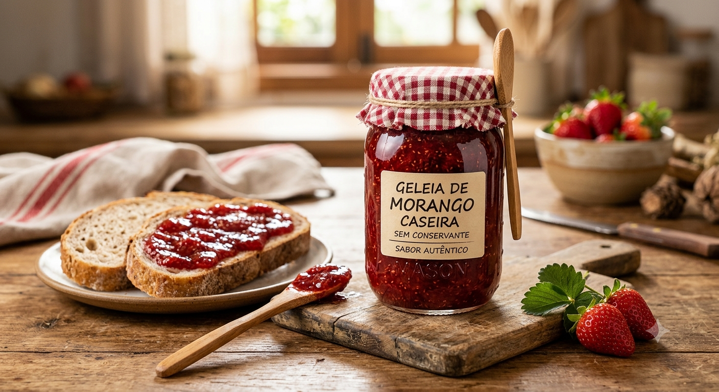 Image for Geleia de Morango Caseira Sem Conservante: O Sabor Autêntico para o Seu Pão e Muito Mais!