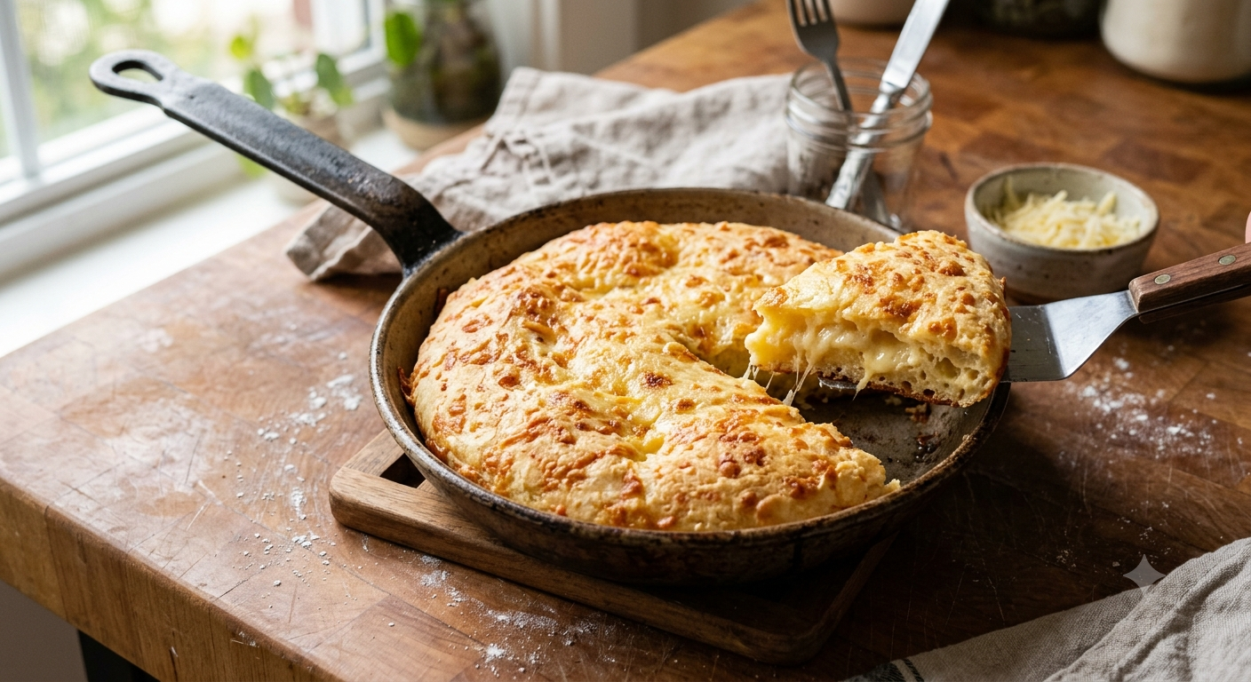 Image for Pão de Queijo de Frigideira em 10 Minutos: A Receita Perfeita Sem Forno e Sem Liquidificador, fica parecendo um omelete